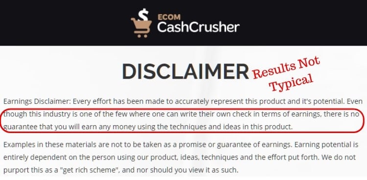 ecom disclaimer