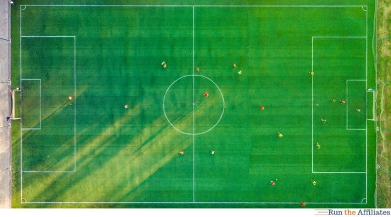 top down view of a soccer pitch