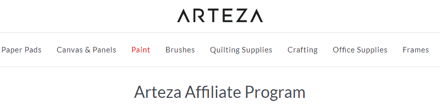 Arteza affiliate program screenshot