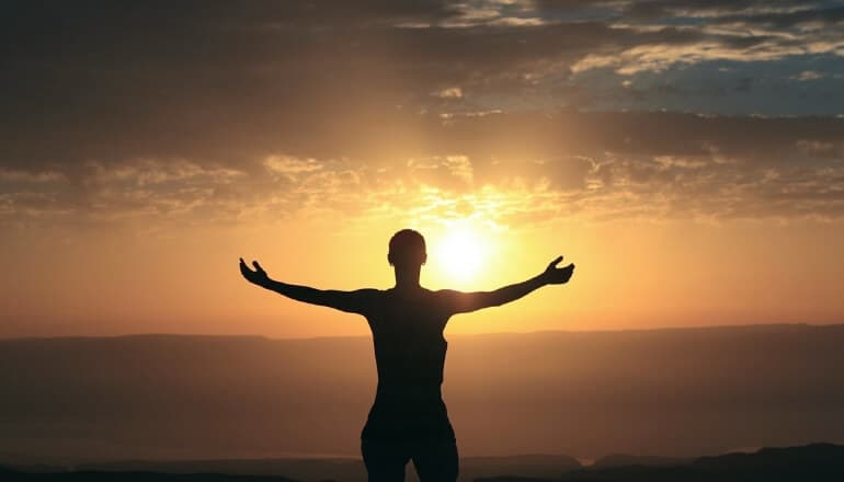 meditation at sunset