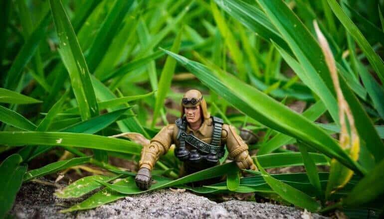 gi joe in the grass