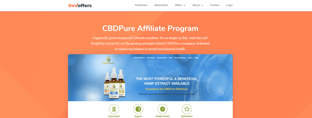 cbd pure affiliate program screenshot