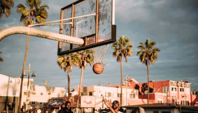 basketball game in city