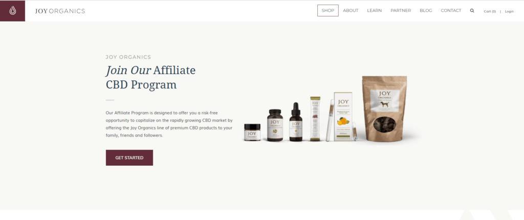 Joy Organics Affiliate Program Screen shot