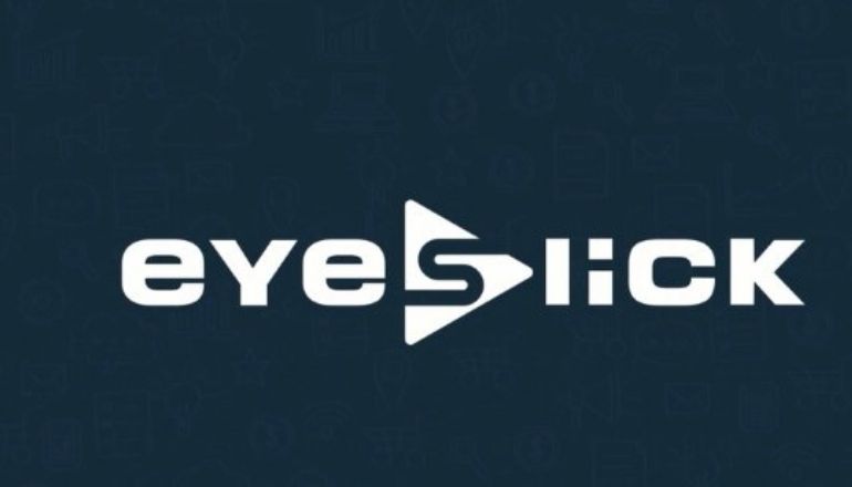 eyeslick text on a blue background