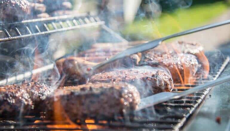 burgers on a grill