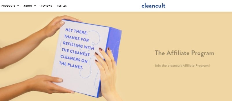 cleancult screenshot for their Cleaning Supplies Affiliate Program