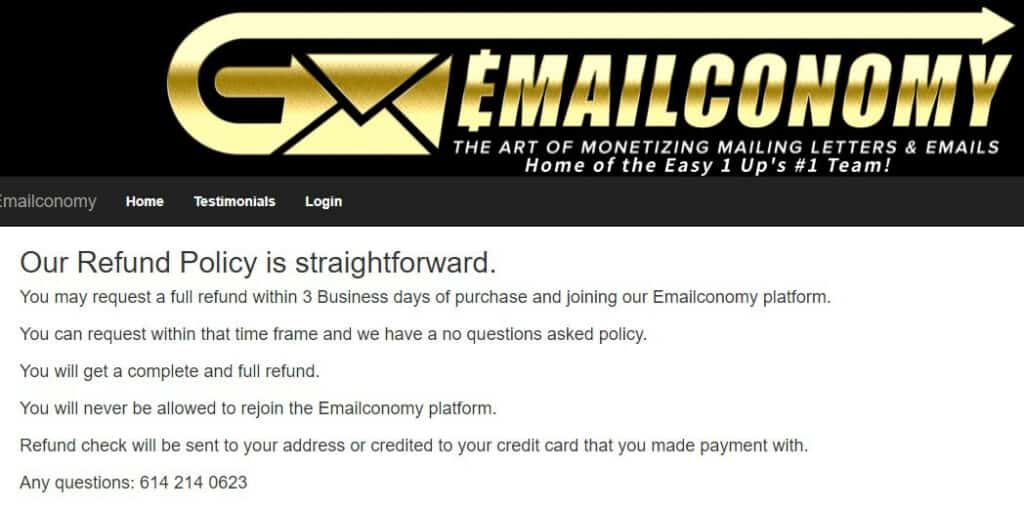 emailconomy refund screenshot