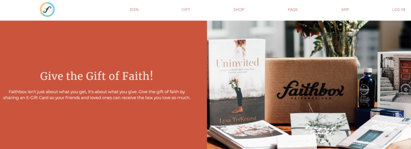 faithbox affiliate program screenshot a picrute of faithbox and some of the contents of their product