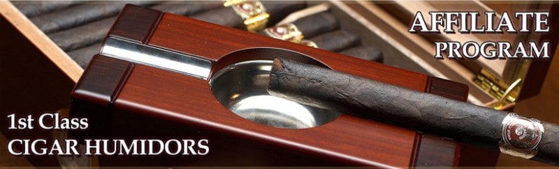 screenshot of the first class humidors affiliate program webpage