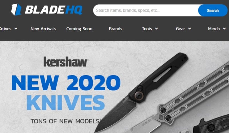 screenshot of the bladehq website showing off some of their products