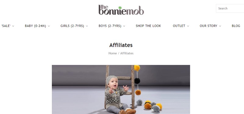 screenshot of bonniemob affiliate page