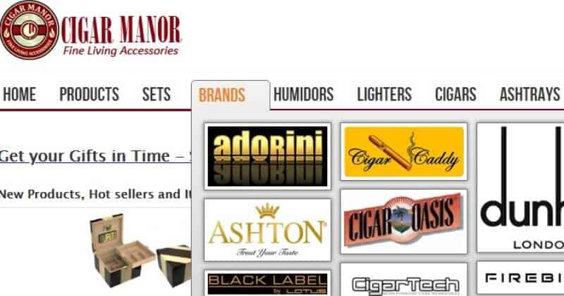 screenshot of the cigar manor website