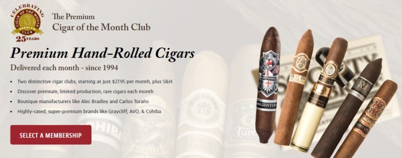 Cigar Of The Month Club website screenshot 