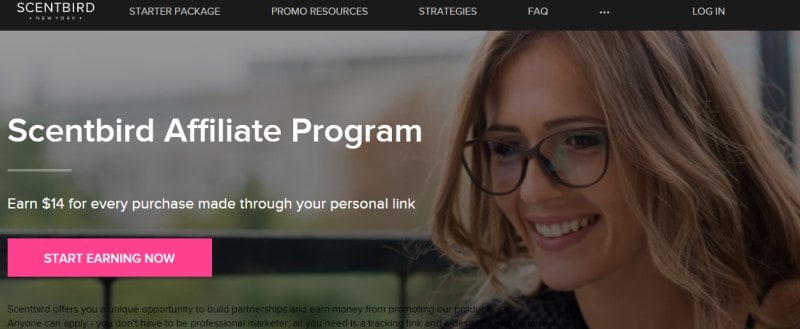 screenshot of the scentbird affiliate program website