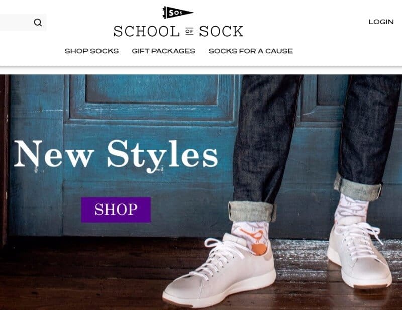 school of sock website screenshot