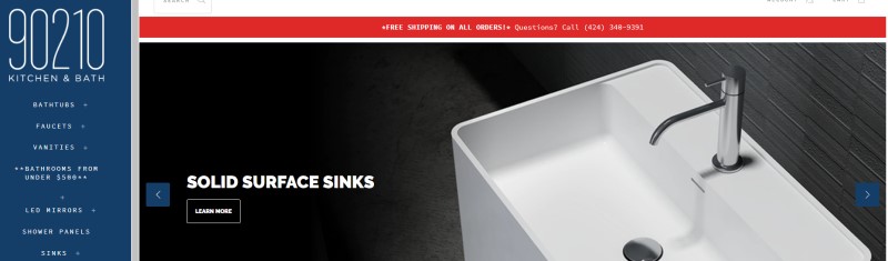 screenshot of the 90210 Kitchen And Bath website