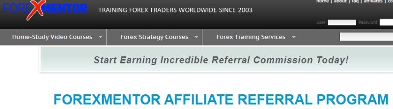 screenshot of the forex mentor affiliate webpage