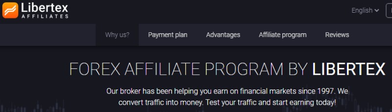 screenshot of libertex affiliate program