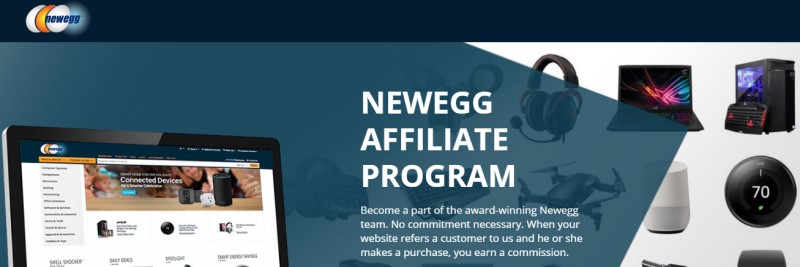 screenshot of the newegg affiliate webpage