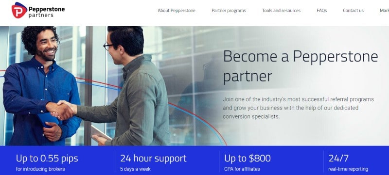 pepperstone affiliate program screenshot