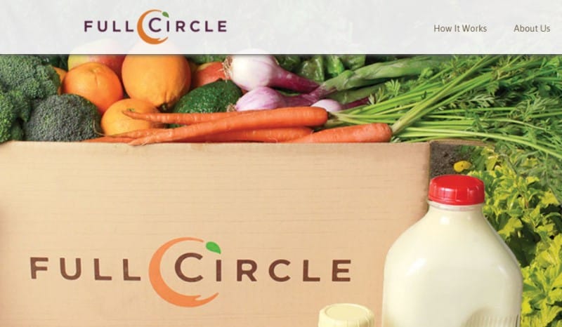 screenshot of the full circle website featuring milk and fresh produce