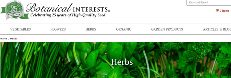 screenshot of the botanical interest website
