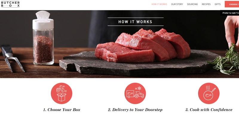 screenshot of the butcher box affiliate program