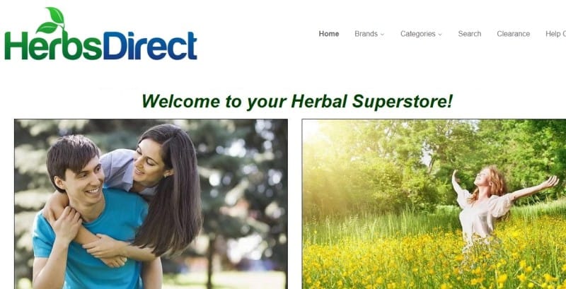 screenshot of the herbs direct website