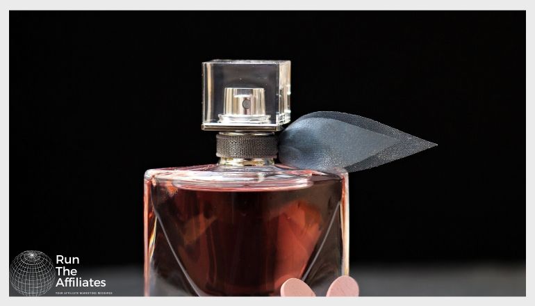 bottle of perfume against a black background
