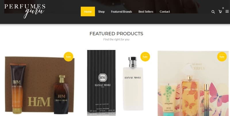 perfumesguru website featuring a selection of fragrances
