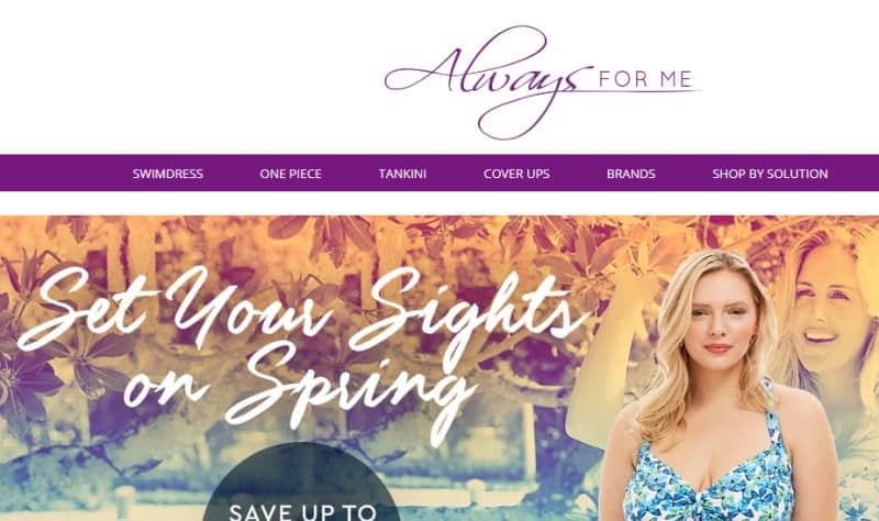 screenshot of the always for me website