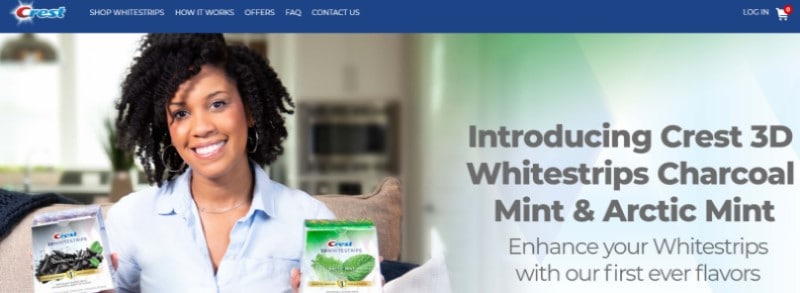 screenshot of the crest white smile website
