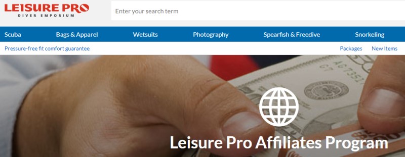 screenshot of the leisure pro website