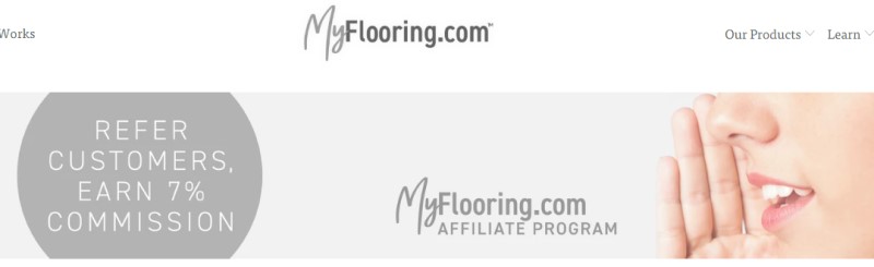 screenshot of the myflooring affiliate webpage