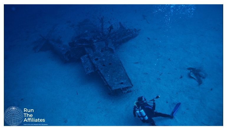 man scuba diving need a wrecked aircraft