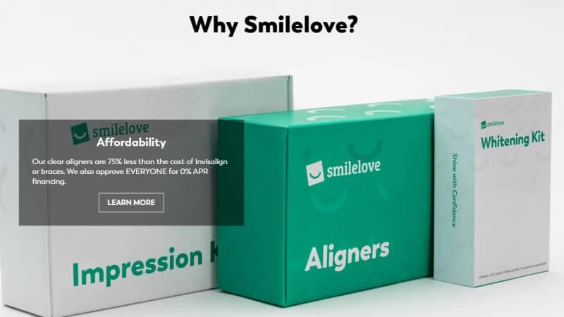 screenshot of the smilelove website