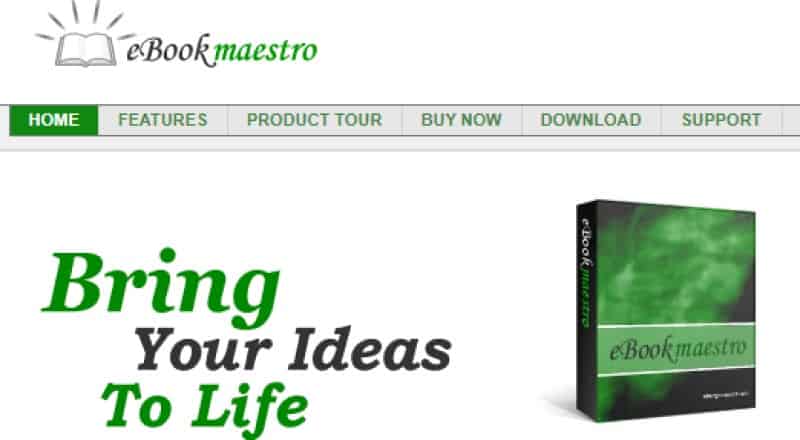 screenshot of the ebook maestro website