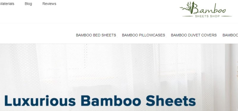 screenshot of the bamboo sheet shop website