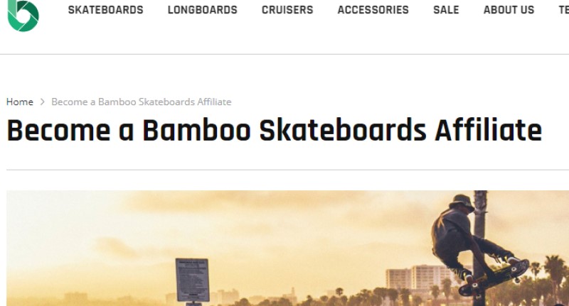 screenshot of the bamboo skateboard website