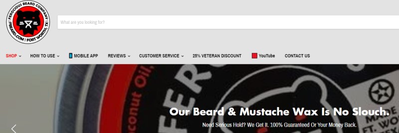 screenshot of the ferocious beard company website
