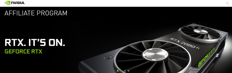 screenshot of nvidia affiliate webpage