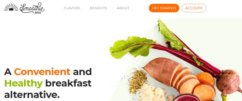 screenshot of the smoothiebox website