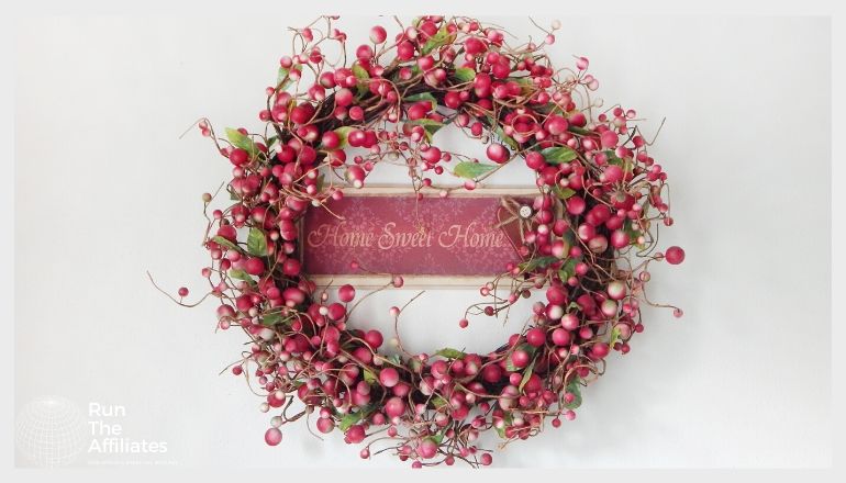 hanging wreath made of red berries