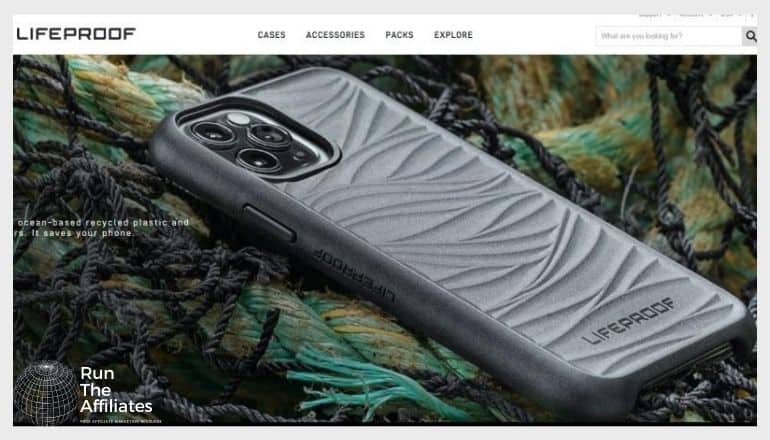 screenshot of the lifeproof website featuring a grey protective smartphone case