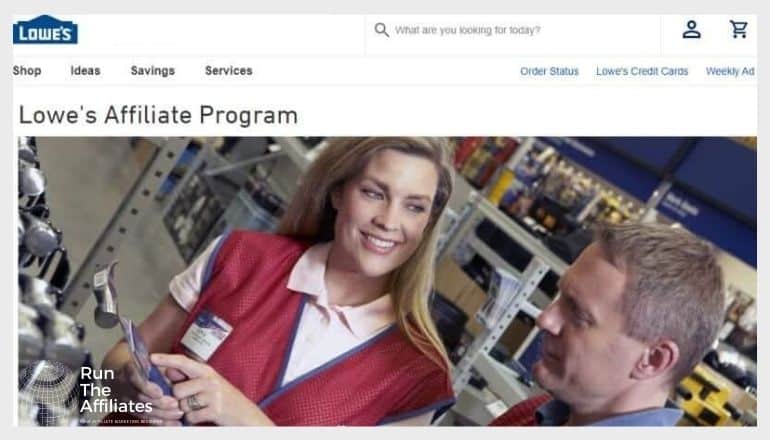 screenshot of the lowes affiliate prgoram