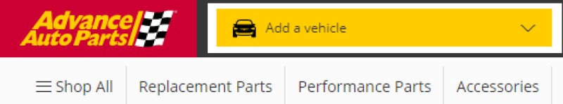 screenshot of the advance auto parts website