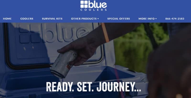 screenshot of the blue coolers website