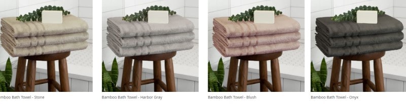 cariloha bamboo towels in a variety of colors