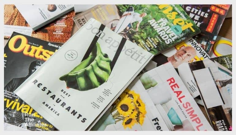 magazines covering a table